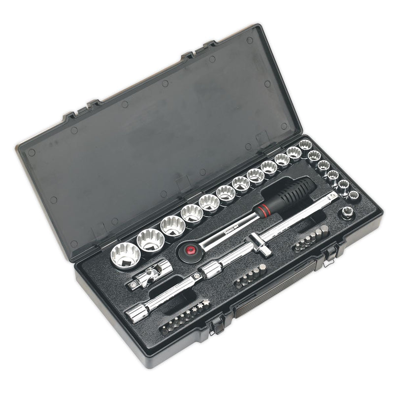 SOCKET & BIT SET 42PC 1/2inchSQ DRIVE TOTAL DRIVE Sealey - Dynamic Drive