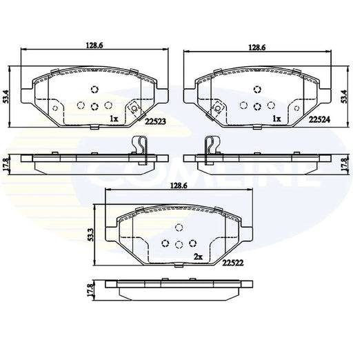 Comline 4 x Front Brake Pad Set fits Opel Karl 2015-2018 1.0