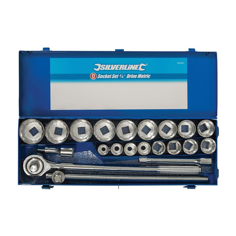 Silverline Socket Set 3/4" Drive Metric 21pce 21pce Silverline - Dynamic Drive