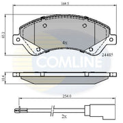 Comline 4 x Front Brake Pad Set fits Ford Transit 2006-2014 2.2