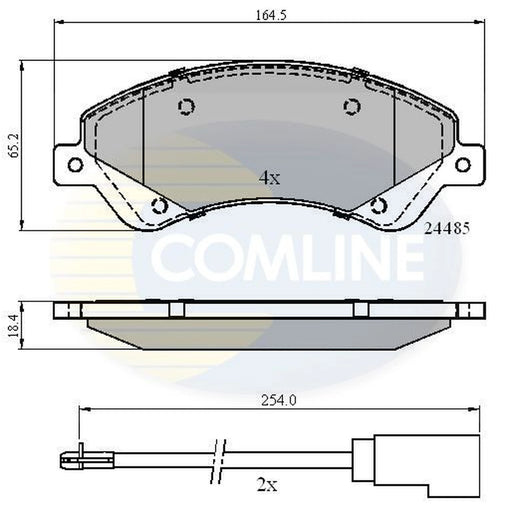 Comline 4 x Front Brake Pad Set fits Ford Transit 2006-2014 2.2