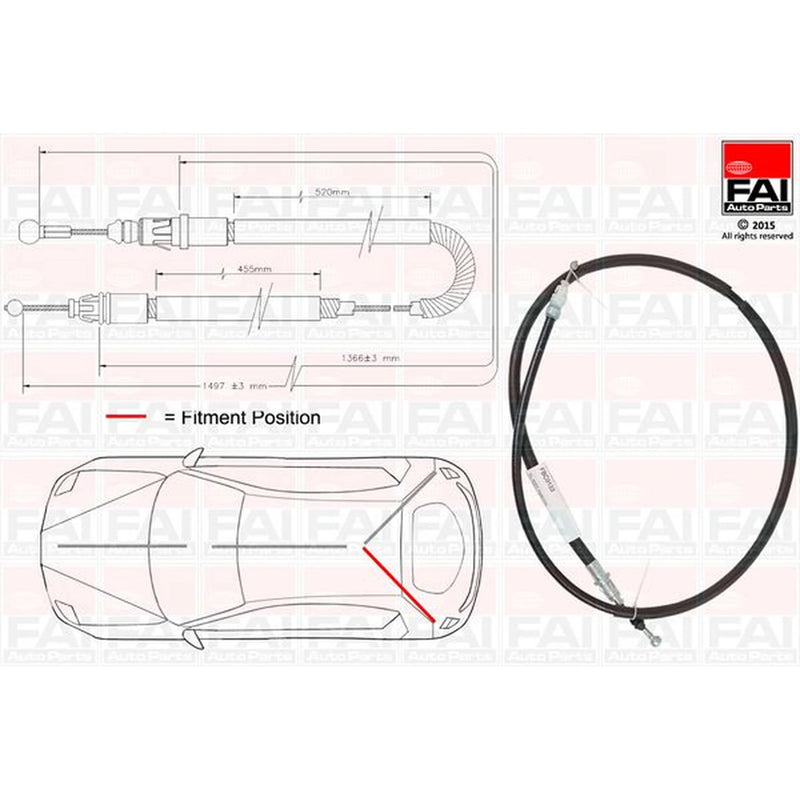 FAI Handbrake Cable Left Rear fits Nissan Primastar 2001-2006 1.9 2.0 2.5