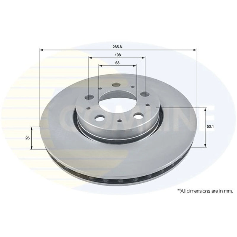 Comline Front Brake Internally Vented Discs & Pads fits Volvo S60 I 2003-2010