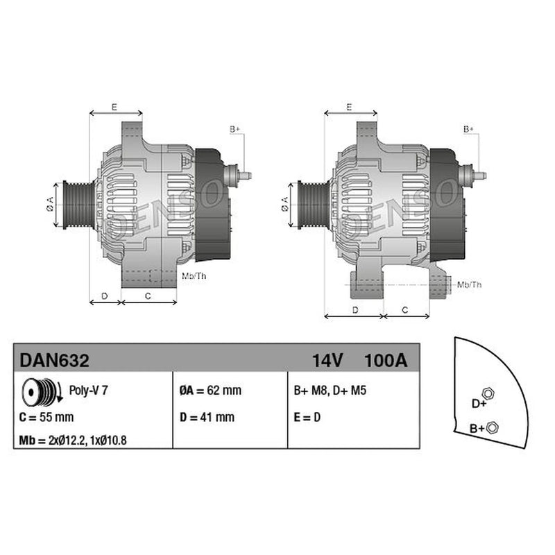 Denso Car Alternator 12V DAN632