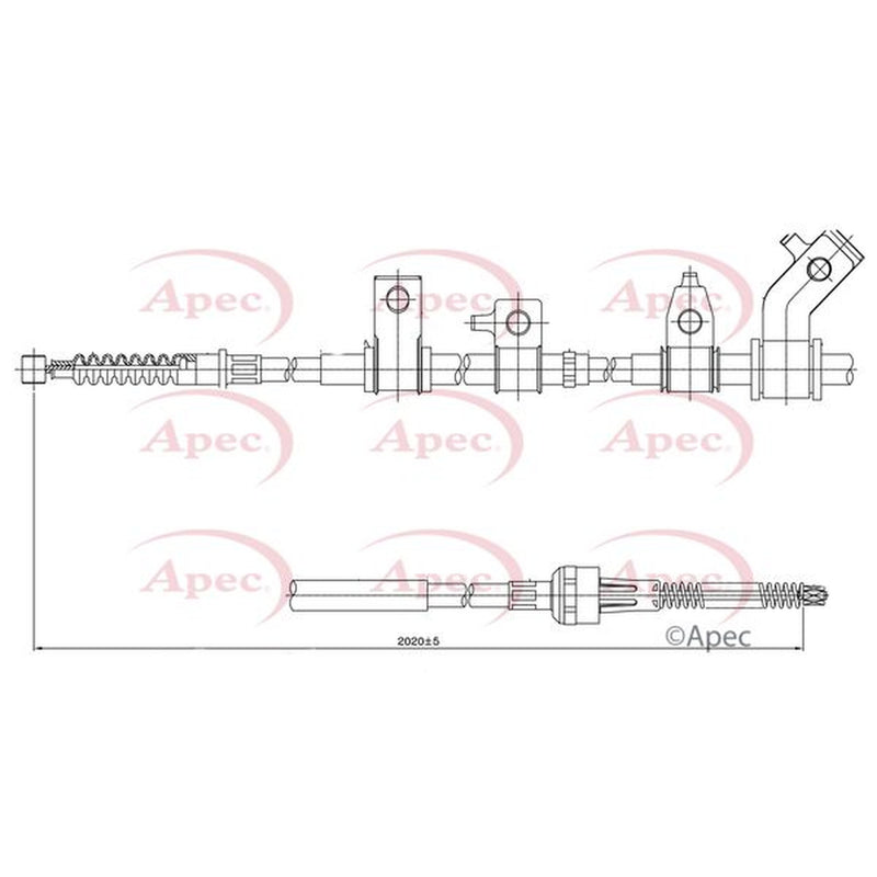 Apec Handbrake Cable Right Rear fits Mitsubishi L200 / Triton 2005-2015 2.5
