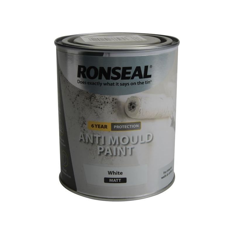 Ronseal 6 Year Anti Mould Paint White Matt 750ml Ronseal - Dynamic Drive