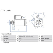 Bosch Starter Motor 12V 1.7kW 10 Teeth 0 986 013 200