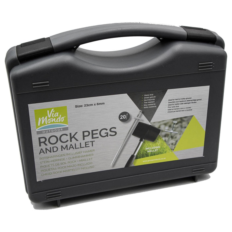 Via Mondo Rock Pegs (23Cms) (20) & Rubber Mallet Via Mondo  - Dynamic Drive