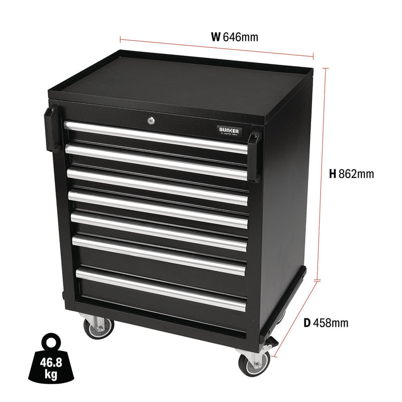 Draper BUNKER Modular Mobile Cabinet, 7 Drawer, 646mm 29779 Draper - Dynamic Drive