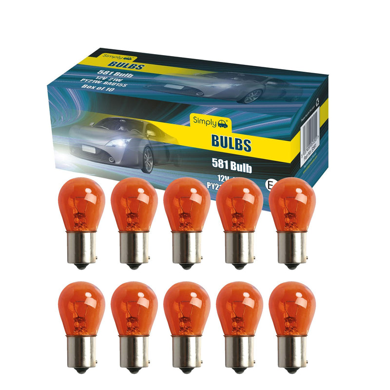 10 x 581 12V PY21W Amber Orange Indicator Car Bulbs BAU15S Off Set Pins Simply  - Dynamic Drive