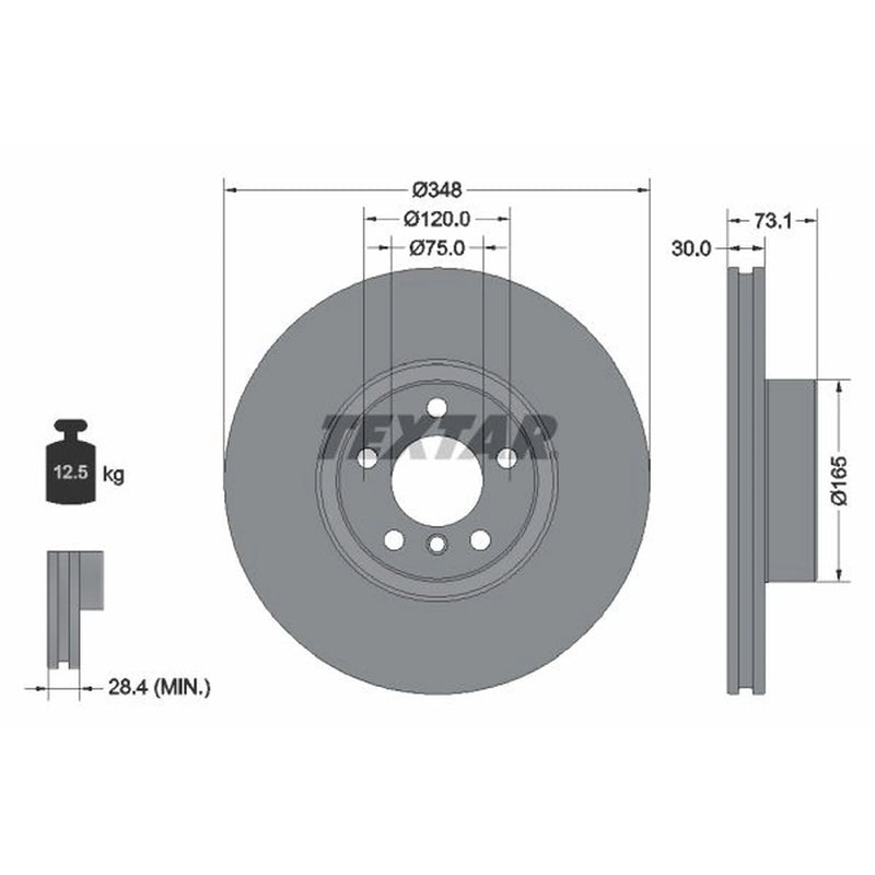 Textar 2 x Front Vented Brake Discs 92320505