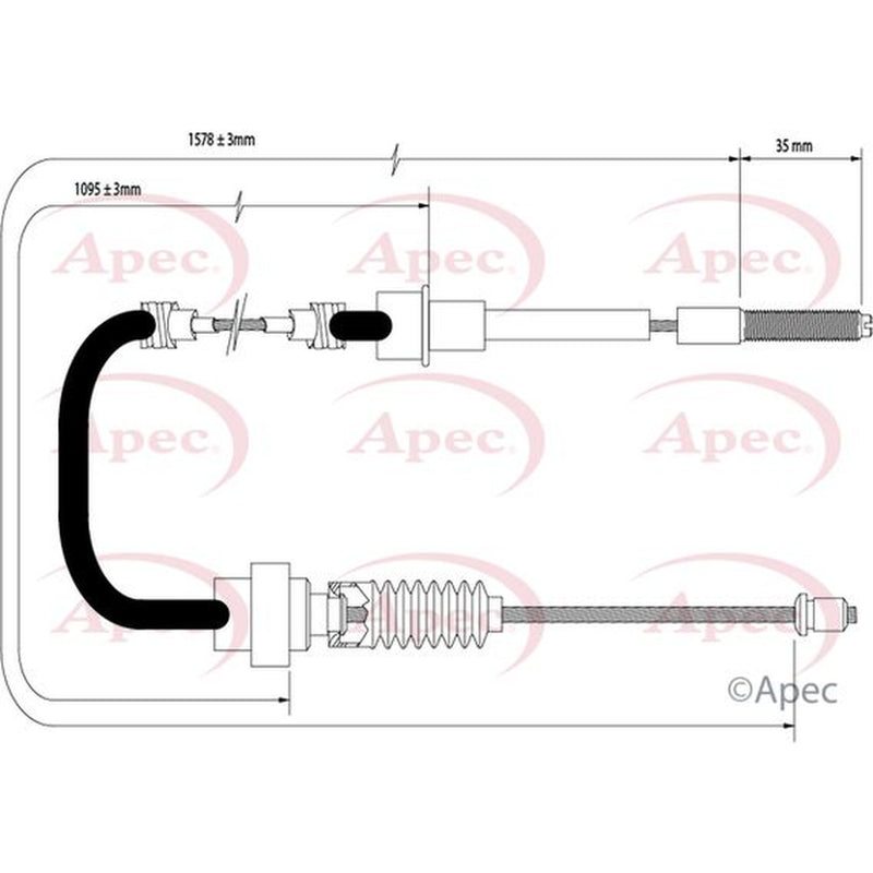 Apec Handbrake Cable Left Rear fits VW Corrado 1991-1995 2.0 2.9