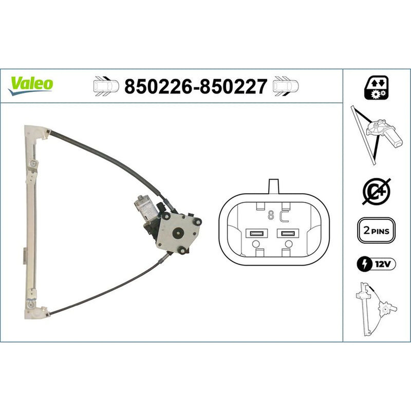 Valeo Electric Window Regulator Lifter Right Front 850227