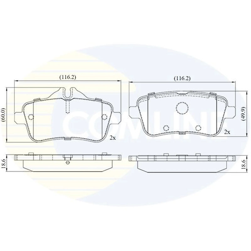 Comline 4 x Rear Brake Pad Set fits Mercedes-Benz A-Class 2013-2018 176.052