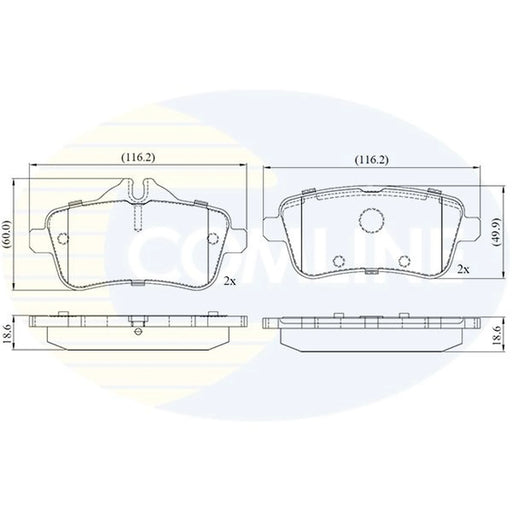 Comline 4 x Rear Brake Pad Set fits Mercedes-Benz A-Class 2013-2018 176.052