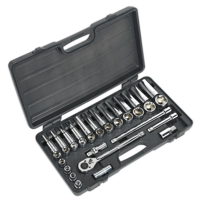 Siegen by Sealey Socket Set 35Pc 1/2Inchsq Drive 6Pt Walldrive Metric Siegen by Sealey - Dynamic Drive