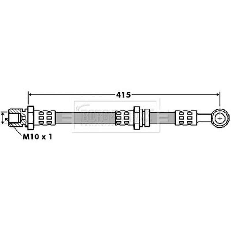 Borg & Beck Brake Hydraulic Hose Line Front Right BBH7400