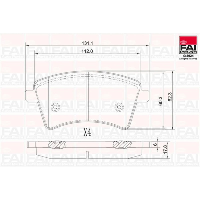 FAI Front Brake Pad Set fits Mercedes-Benz Citan Dualiner 2012-2021