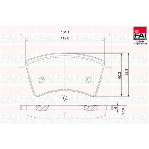 FAI Front Brake Pad Set fits Mercedes-Benz Citan Dualiner 2012-2021