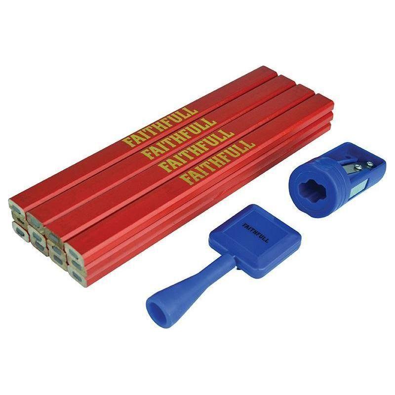 Faithfull Carpenter's Pencil Kit Red / Medium (Pack 12) Faithfull - Town Tools
