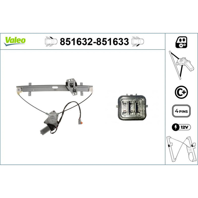 Valeo Electric Window Regulator Lifter Right Front 851633