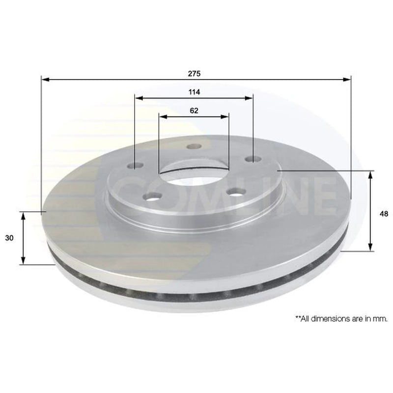 Comline 2 x Internally Vented Brake Discs fits Toyota MR2 II 1989-2000 2.0
