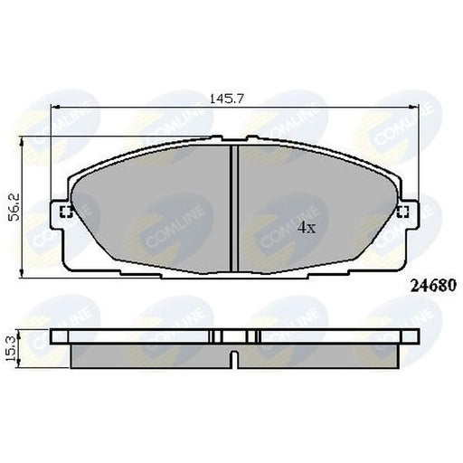 Comline 4 x Front Brake Pad Set fits Toyota Hiace IV 2006-2012 2.5