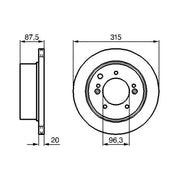 Bosch 2 x Vented Brake Discs fits Kia Sorento I 2002-2011 2.4 2.5 3.5