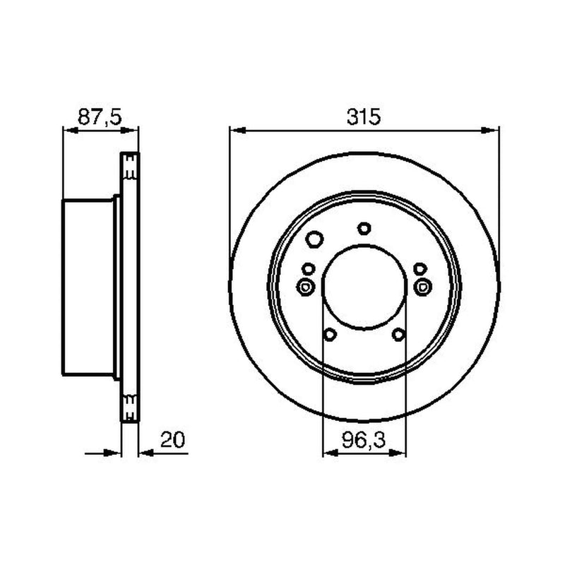 Bosch 2 x Vented Brake Discs fits Kia Sorento I 2002-2011 2.4 2.5 3.5