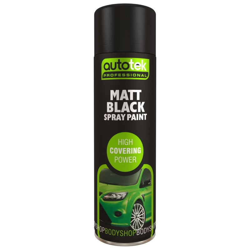 Autotek Professional Matt Black 500ml Spray Paint High Coverage 500ml Aerosol - image 1