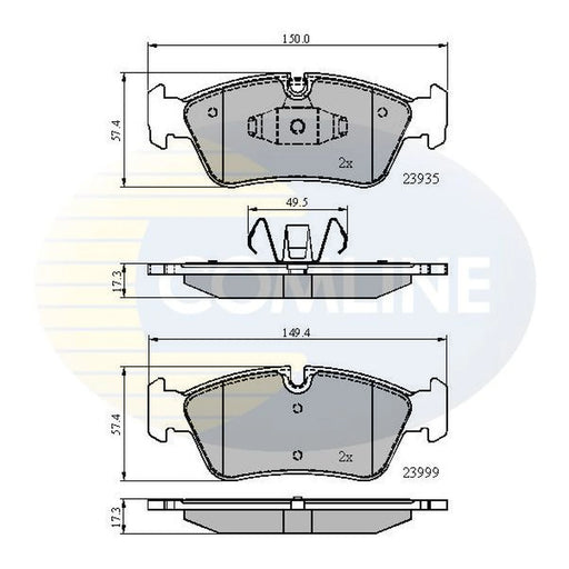 Comline 4 x Front Brake Pad Set fits BMW 1 2004-2013