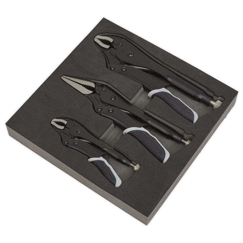 Sealey Locking Pliers Set 3pc Quick Release Black Series AK6863B Sealey - Dynamic Drive