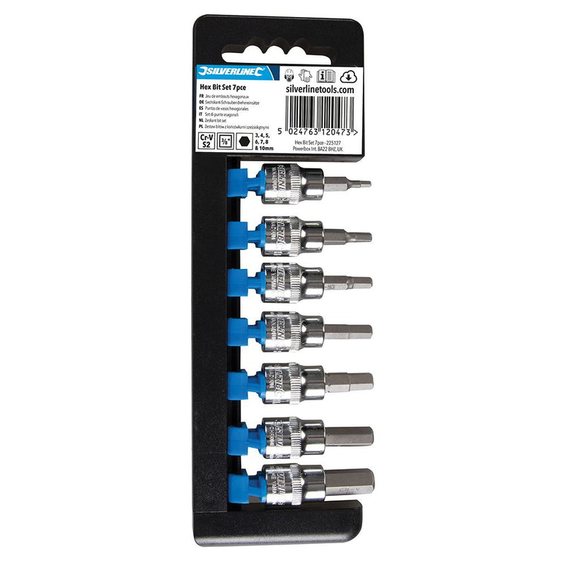 Silverline Hex Bit Set 3/8" Drive 7pce Hex 3 - 10mm Silverline - Dynamic Drive