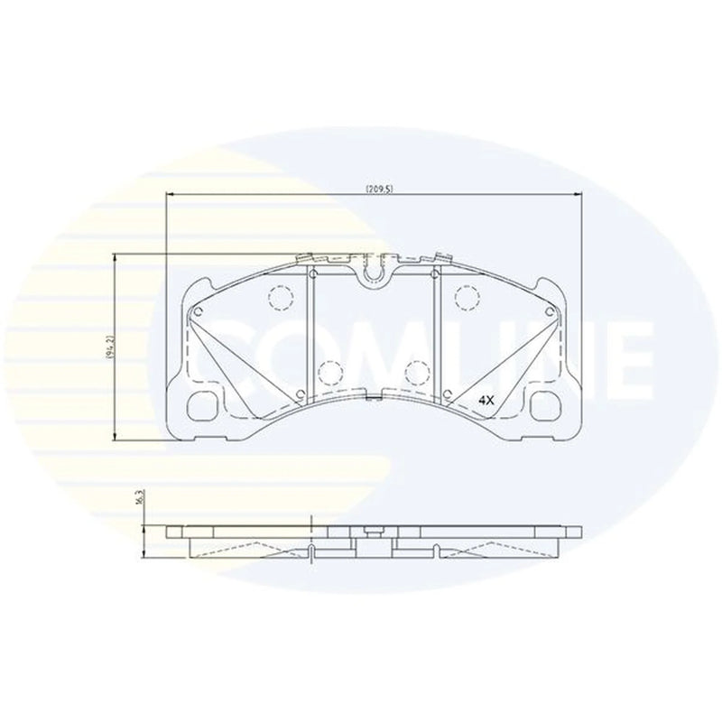 Comline 4 x Front Brake Pad Set fits Porsche Cayenne 2017-2023 3.0 4.0