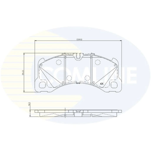 Comline 4 x Front Brake Pad Set fits Porsche Cayenne 2017-2023 3.0 4.0