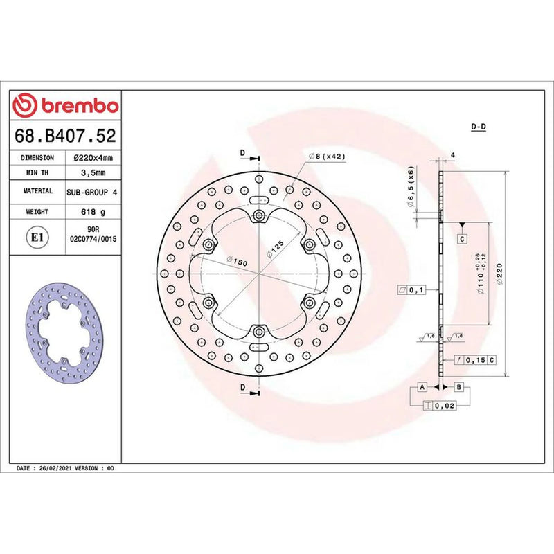 Brembo Front Rigid Brake Disc & Rear Rigid Brake Disc Brake Di fits Husqvarna Te