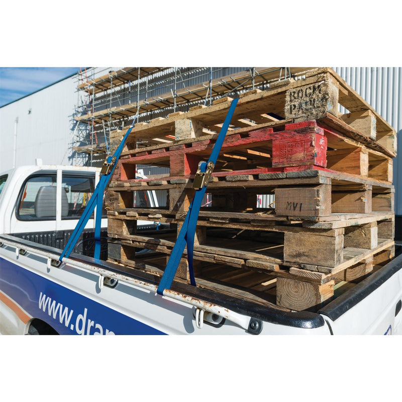 Draper Ratcheting Tie Down Straps, 4.5m x 25mm, 250kg (2 Piece) 60966 Draper - Dynamic Drive