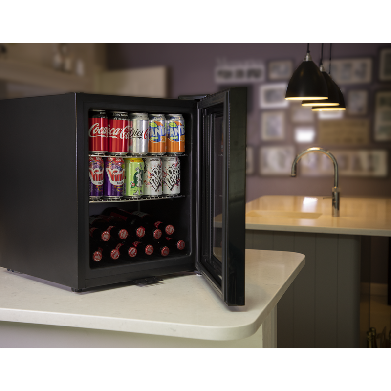 Baridi 50L Table Top Beer & Drinks Mini Fridge 3-10C Light Black & Glass Baridi  - Dynamic Drive
