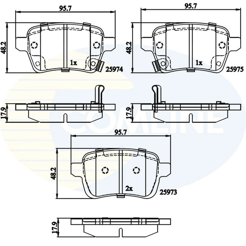 Comline Front & Rear Pads fits Fiat Tipo 2016-2020 1.4 1.6