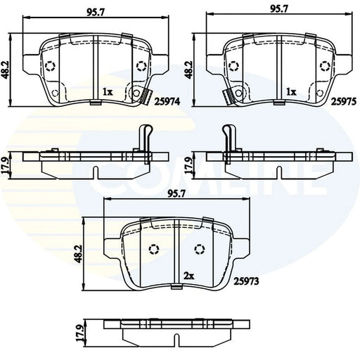 Comline Front & Rear Pads fits Fiat Tipo 2016-2020 1.4 1.6