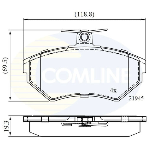 Comline 4 x Front Brake Pad Set fits Audi A4 B5 1994-2001 1.6 1.8 1.9
