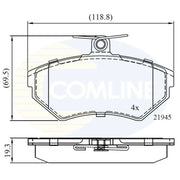 Comline Front & Rear Brake Discs & Pads fits VW Passat B5 1996-2000 1.6 1.8 1.9