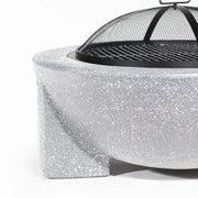 Dellonda Round MgO Fire Pit with BBQ Grill Ø75cm Safety Mesh Screen - Light Grey Dellonda - Dynamic Drive