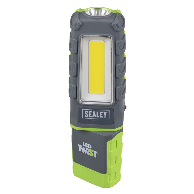 Sealey LED Twist Rechargeable Inspection Light 5W COB & 1W SMD LED601G Sealey - Dynamic Drive