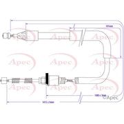 Apec Handbrake Cable Right Rear fits Renault Clio 1998-2016 1.2 1.4 1.5 1.6