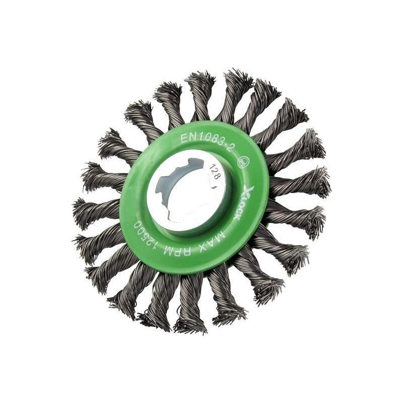 Faithfull X-LOCK Conical Wire Brush 115mm M14x2, 0.50mm Stainless Steel Wire Faithfull - Town Tools