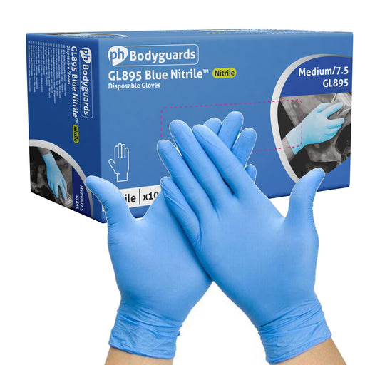 Bodyguards GL895 Powder Free Blue Nitrile Disposable Gloves Small Box of 100 Bodyguard - Dynamic Drive
