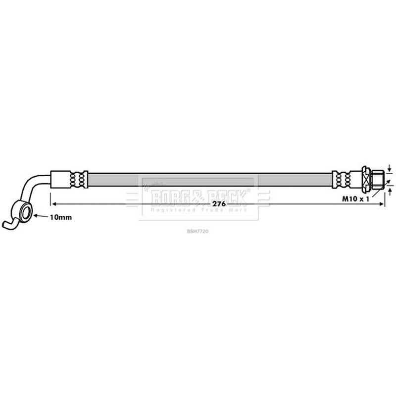 Borg & Beck Brake Hydraulic Hose Line Rear Left BBH7720