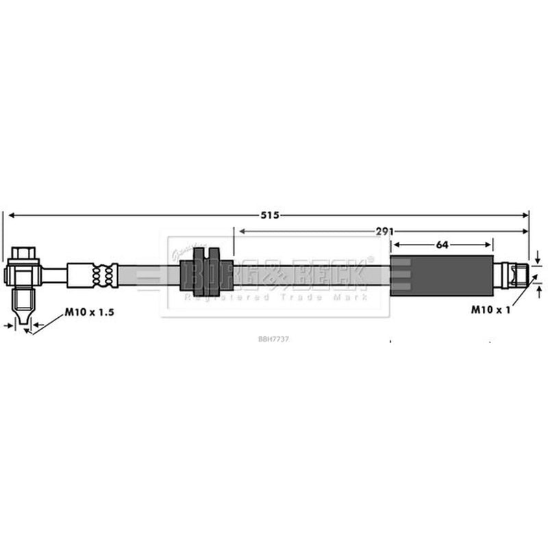 Borg & Beck Brake Hydraulic Hose Line Front Right BBH7737