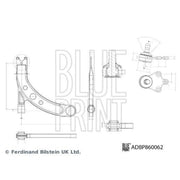 Blue Print Control/Trailing Arm Front Right fits Kia Rio III 2011-2017